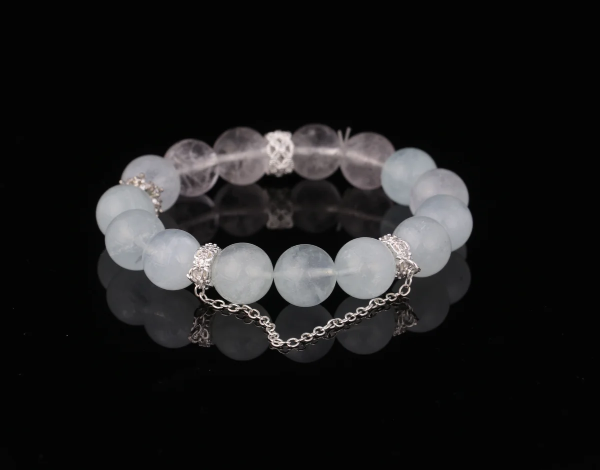 海藍寶白幽靈手鍊生辰訂製專屬客製 晶瀾 招財轉運助眠減壓能量水晶