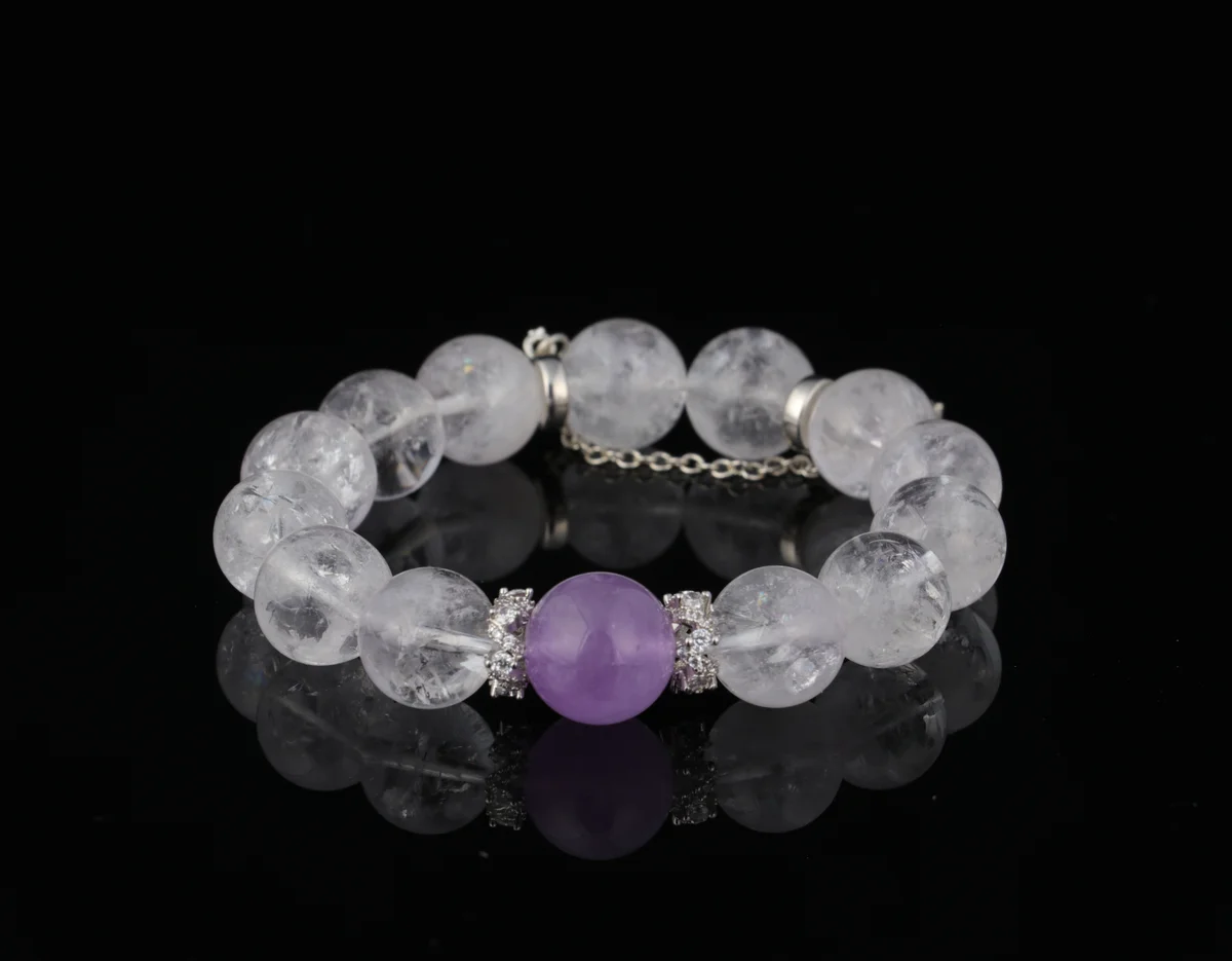 天然紫水晶手鍊生辰訂製白爆閃能量石招財助眠轉運必備