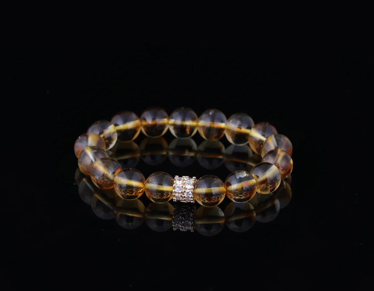 黃水晶手鍊天然黃塔晶招財旺運生辰石定制送禮商務男士能量手串