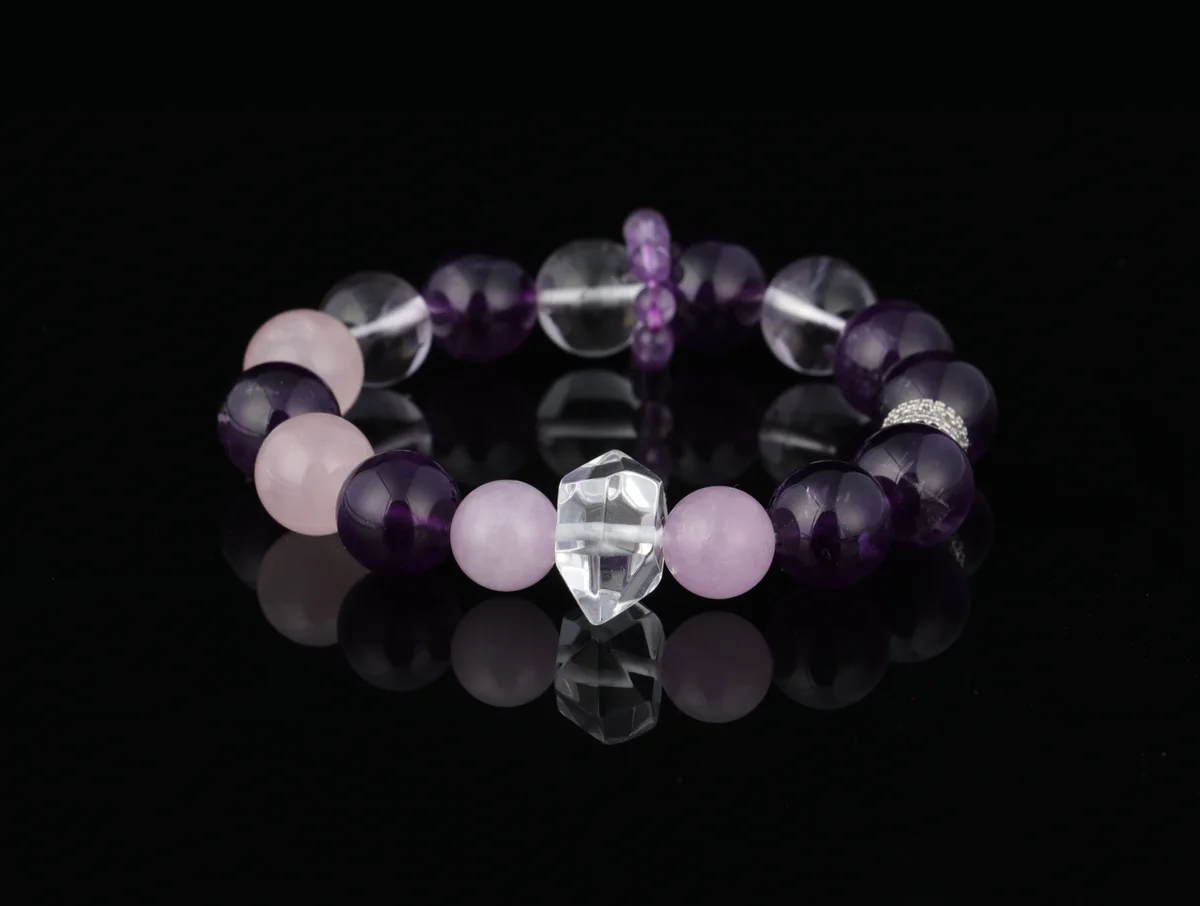 天然紫粉晶手鏈生辰石定制招財旺運助眠減壓能量水晶手串