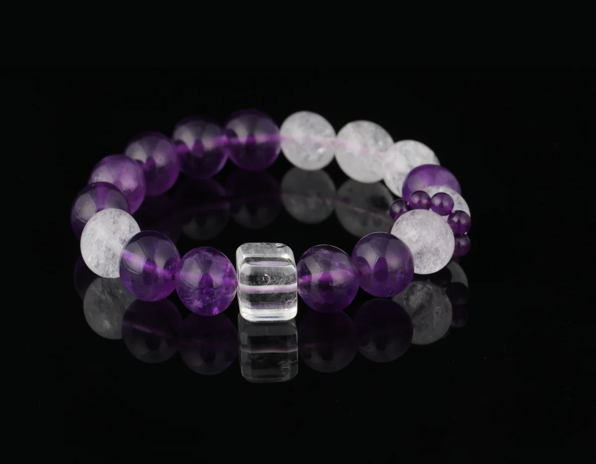 天然紫水晶手鏈高品白爆閃招財助眠手串生辰定製送禮自用