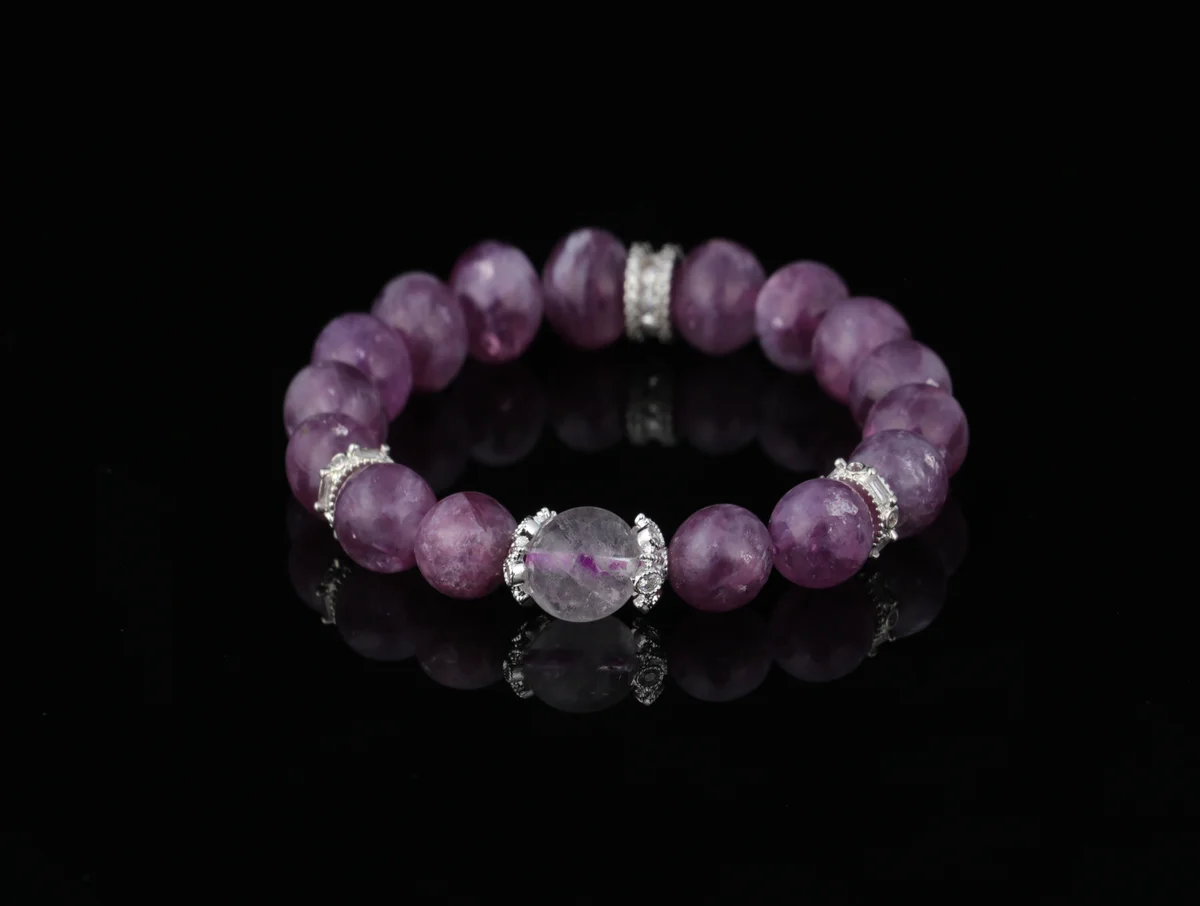 紫雲母白水晶手鍊天然能量石招財轉運生辰訂製送禮自用